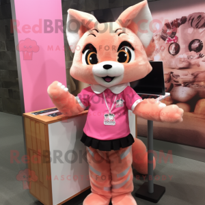 Pink Bobcat maskot kostume...