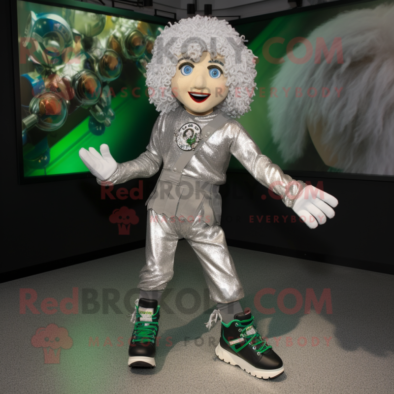 Silver Irish Dancing Shoes mascot costume character dressed with a Cargo Shorts and Scarf clips