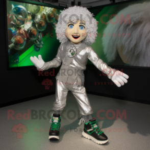 Silver Irish Dancing Shoes mascot costume character dressed with a Cargo Shorts and Scarf clips