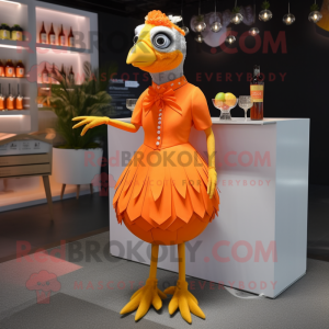 Orange Quail maskot kostym...