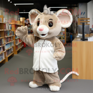 Beige mus maskot kostume...