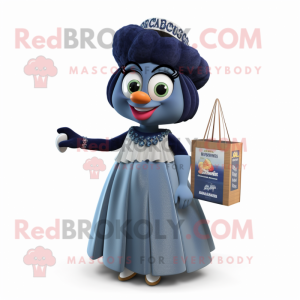 Navy Jambalaya mascot costume character dressed with a Ball Gown and Wallets