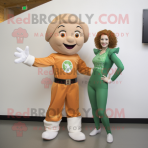 Tan Irish Dancer mascot costume character dressed with a Jumpsuit and Watches