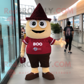 Maroon Ice Cream Cone mascot costume character dressed with a Polo Tee and Briefcases