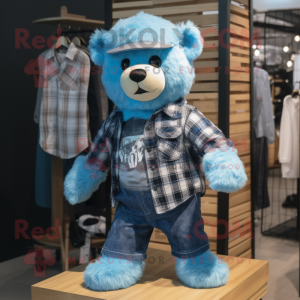 Blauwe teddybeer mascotte...