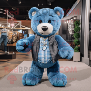 Blauwe teddybeer mascotte...