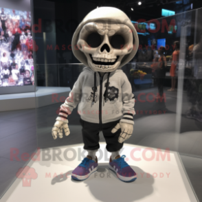 nan Skull mascot costume character dressed with a Sweatshirt and Shoe clips