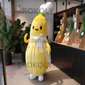 Yellow Carrot mascot costume character dressed with a Wedding Dress and Clutch bags