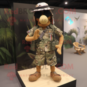 nan Para Commando mascot costume character dressed with a Board Shorts and Caps