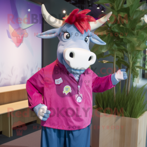 Magenta Zebu maskot drakt...