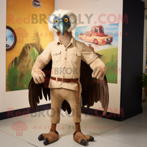 Beige Vulture maskot kostym...