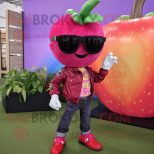 Magenta Apple maskot kostym...