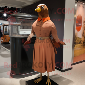 Rust Pigeon mascot costume character dressed with a A-Line Dress and Cufflinks