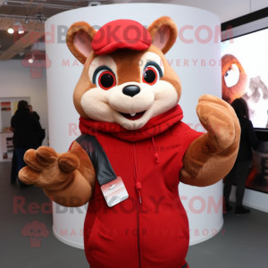 Red Dormouse mascot costume character dressed with a Turtleneck and Scarf clips