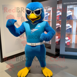 Blue Hawk maskot kostym...