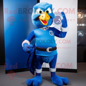 Blue Hawk maskot kostume...