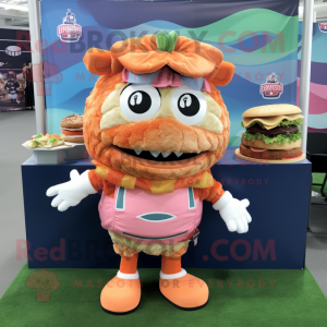 Peach Pulled Pork Sandwich mascot costume character dressed with a Rash Guard and Brooches