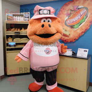 Peach Pulled Pork Sandwich mascot costume character dressed with a Rash Guard and Brooches