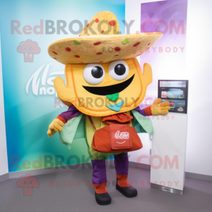 nan Tacos mascot costume character dressed with a Overalls and Briefcases