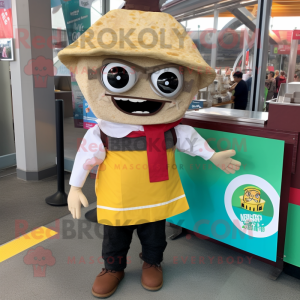 nan Tacos mascot costume character dressed with a Overalls and Briefcases