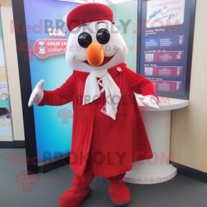 Red Clam Chowder mascot costume character dressed with a Coat and Ties