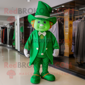 Green Leprechaun Hat mascot costume character dressed with a Romper and Shawl pins