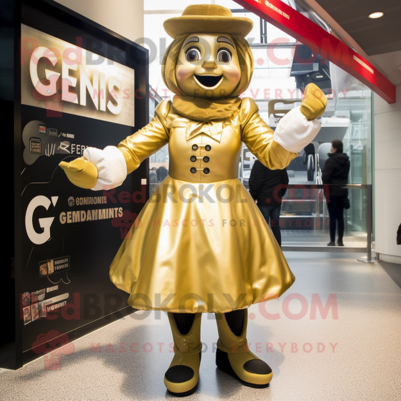 Gold Guinness Mascot Costume Character Dressed With A Mini Skirt And Mittens Mascot Costumes 3358