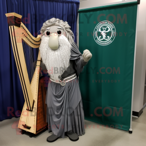 Grå keltisk harpe maskot...