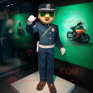 Navy Irish Flag mascot costume character dressed with a Moto Jacket and Cufflinks