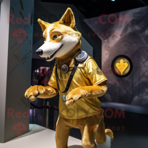 Gold Dingo maskot kostym...