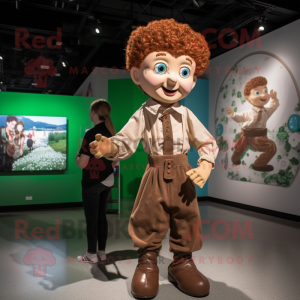 Brown Irish Dancer mascot costume character dressed with a Poplin Shirt and Watches