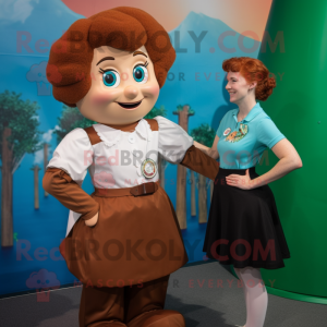 Brown Irish Dancer mascot costume character dressed with a Poplin Shirt and Watches