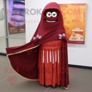 Maroon Enchiladas mascot costume character dressed with a Evening Gown and Scarf clips