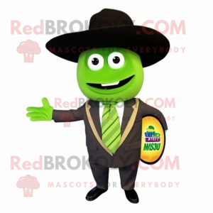Olive Tacos mascot costume character dressed with a Suit Jacket and Beanies