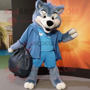 Blue Say Wolf maskot kostym...