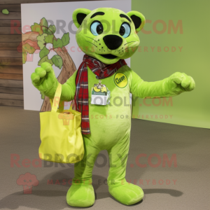 Lime Green Panther maskot...