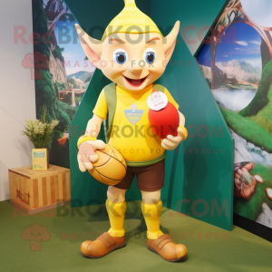 Yellow Elf maskot kostume...