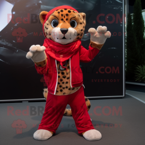 Red Cheetah maskot kostume...