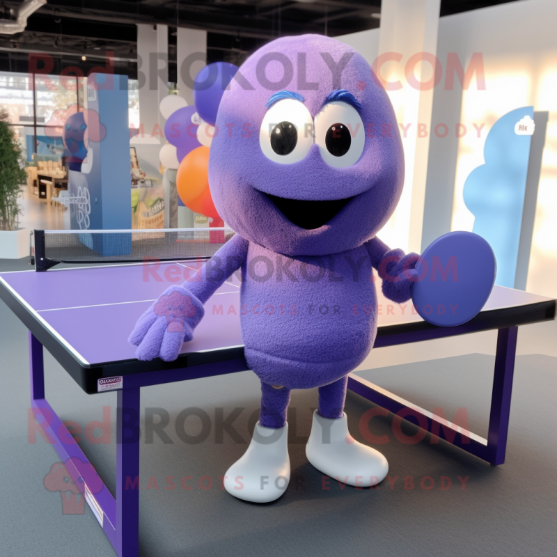 Lavender Ping Pong Table mascot costume character dressed with a Suit Jacket and Mittens