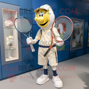 Cream Tennis Racket maskot...