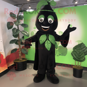 Black Beanstalk mascot costume character dressed with a Coat and Anklets