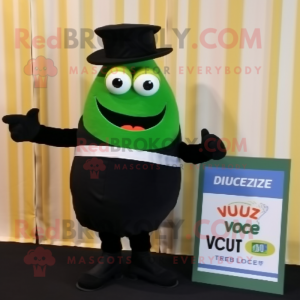 Olive Zucchini mascot costume character dressed with a Tuxedo and Anklets