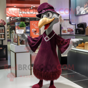 Maroon Ostrich mascotte...