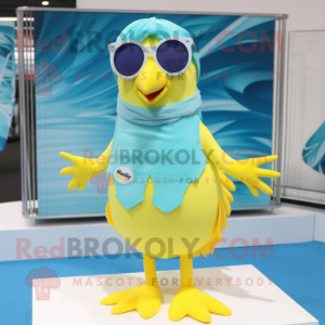 Cyan Canary maskot kostume...