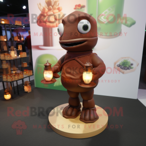 Brown Scented Candle mascot costume character dressed with a Turtleneck and Anklets