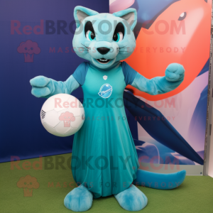 Teal Puma mascotte kostuum...