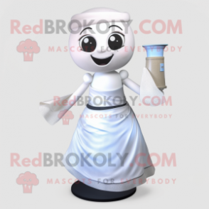 White Hourglass mascot costume character dressed with a Wrap Skirt and Ties
