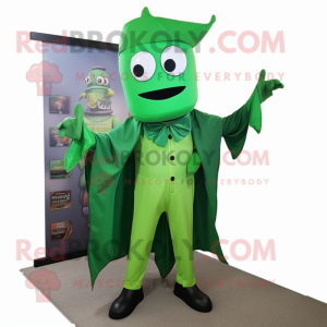 Green Ray mascot costume character dressed with a Suit Pants and Scarf clips