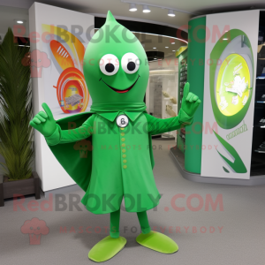 Green Ray mascot costume character dressed with a Suit Pants and Scarf clips