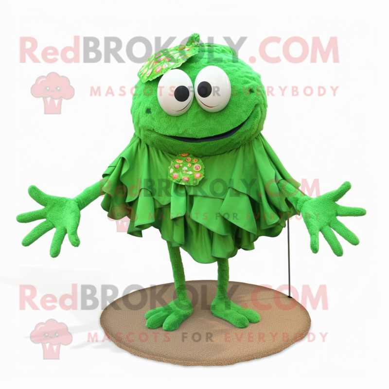 Forest Green Crab Cakes mascot costume character dressed with a Bikini and Scarf clips